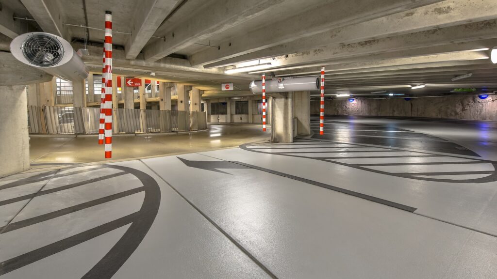 Empty parking garage hospital